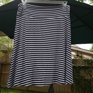 Cute black and white striped midi skirt